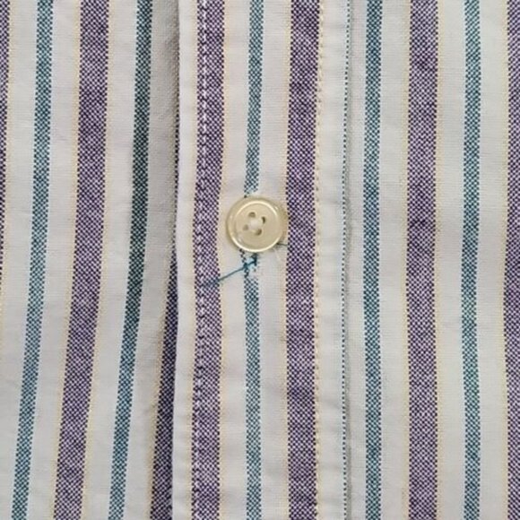 Vintage INC International Concepts Shirt Men's Small White Purple Striped Cotton - Picture 11 of 15